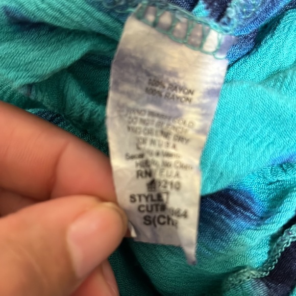 Turquoise Tie Dyed Maxi Skirt With Double Front Slits & Elastic waist by Windsor - Picture 8 of 8